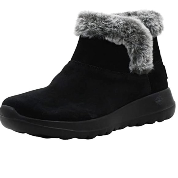 Skechers Faux Fur Booties - Black - Picture 1 of 4